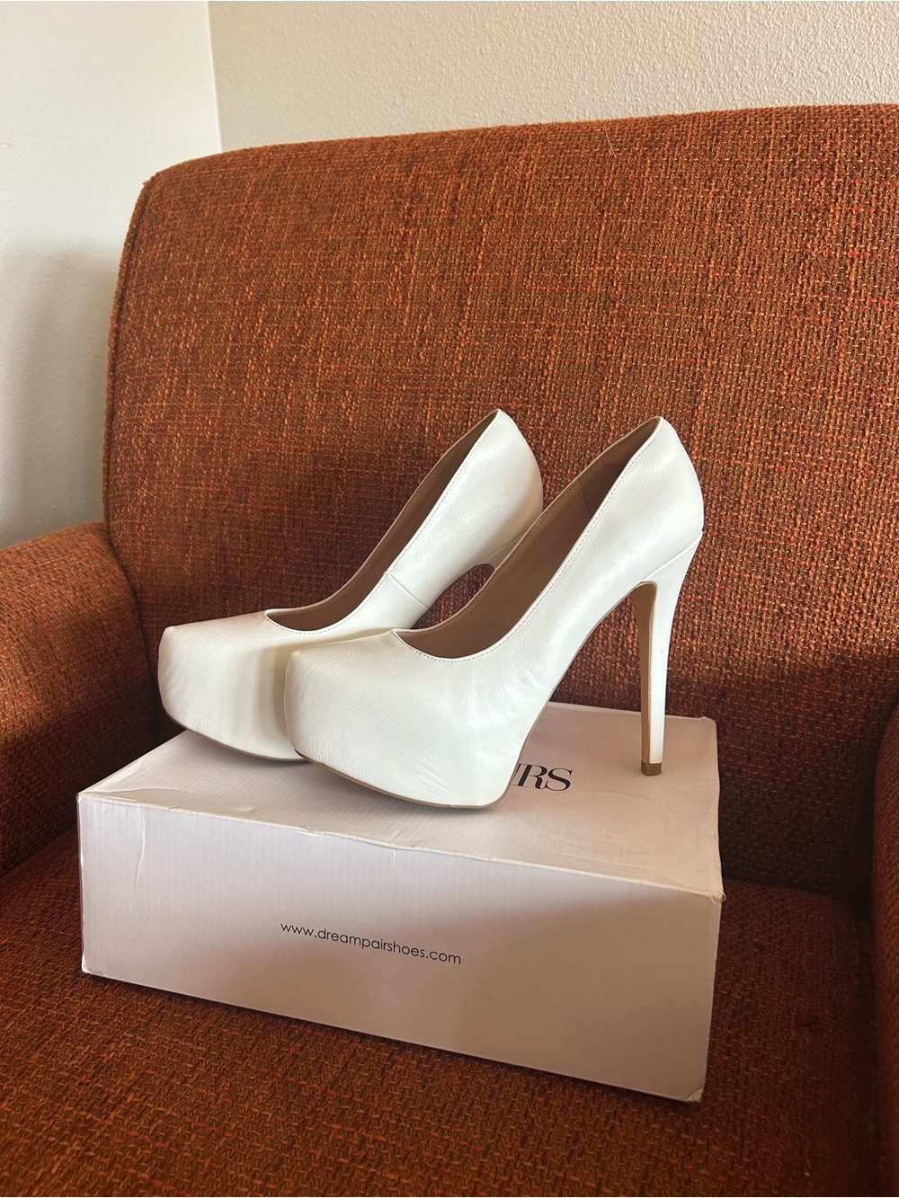 Dream Pairs White Platform Stilettos with High Heel